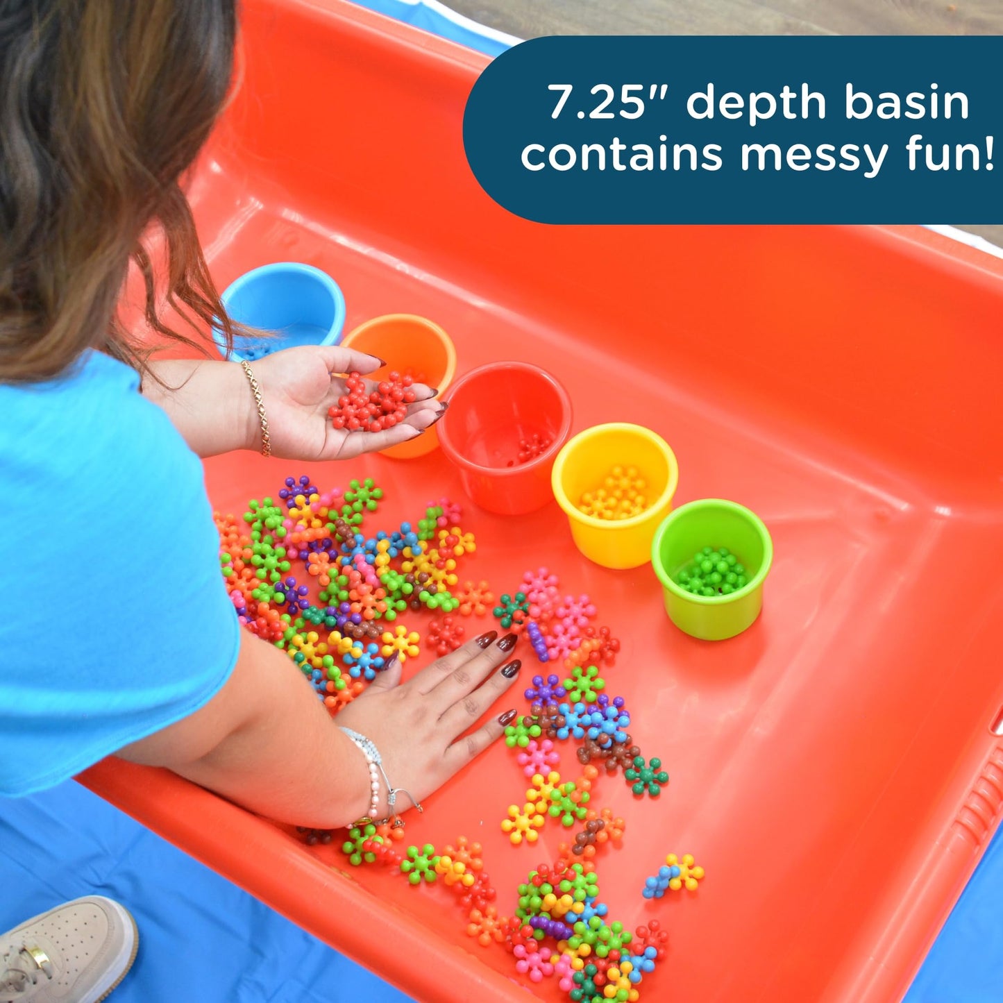 Children'S Factory 24'' Large Sensory Table, Portable Sandbox, Water Table For Kids, Red