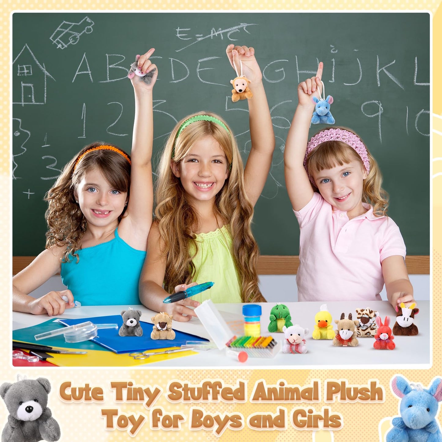 Blueweenly 12 Pcs Small Stuffed Animal Bulk Mini Plush Animal Toy Party Favors, Cute Small Plush Stuffed Bear Keychain For Class