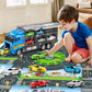 NIPLOOOW Toddler Boys Toys for 3 4 5 6 Years Old, Truck Vehicle Toy Set with Play Mat, Die-Cast Toy Car Carrier Truck for Boys K