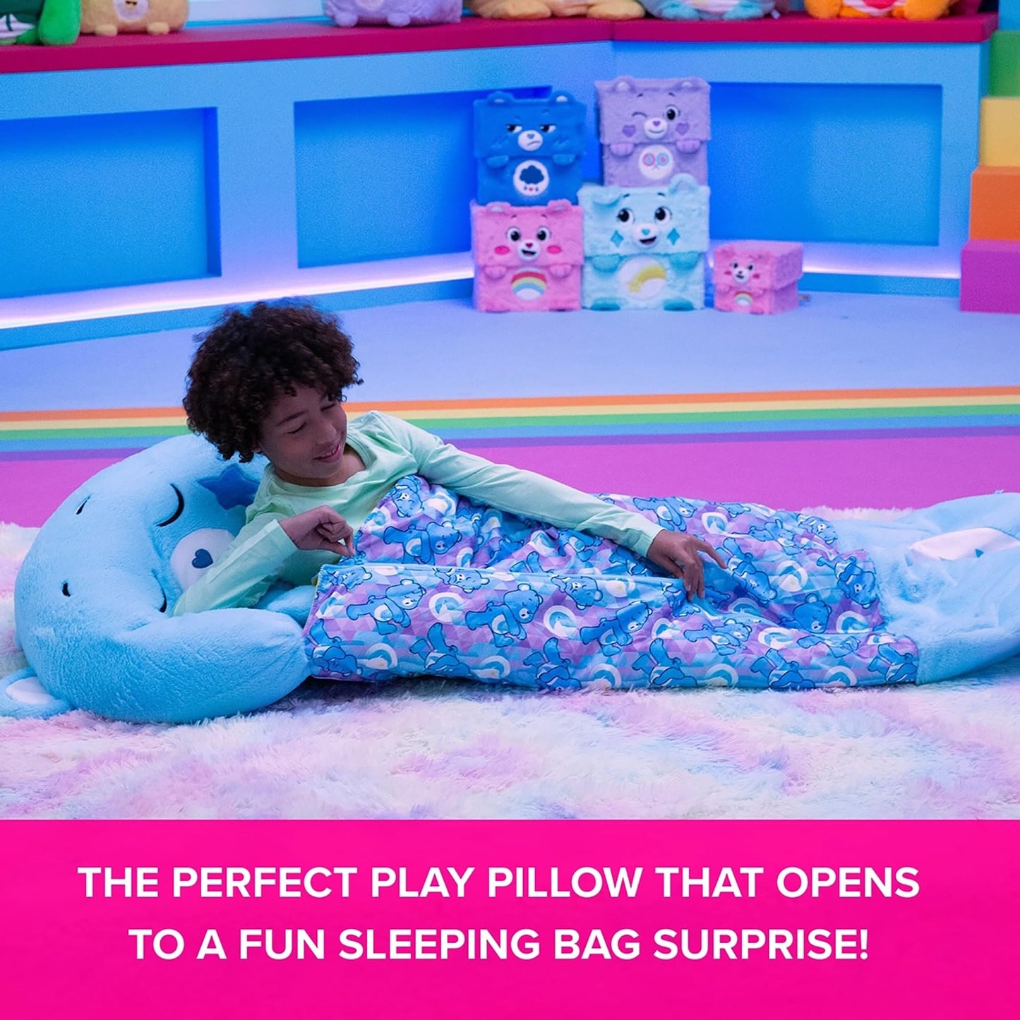 Happy Nappers Care Bears Sleep Sack - 2-in-1 Plush Bedtime Bear, Large, Multi, Model 6866h, Soft Polyester for Kids 7+