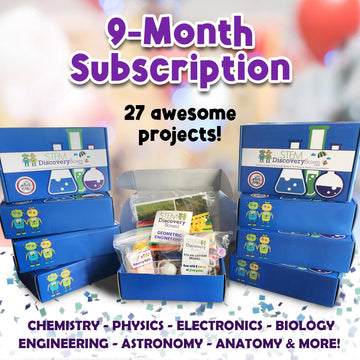 STEM Discovery Box 9 Month Subscription with 27 Total STEM Projects - Educational Science Technology Engineering Learning Lab -