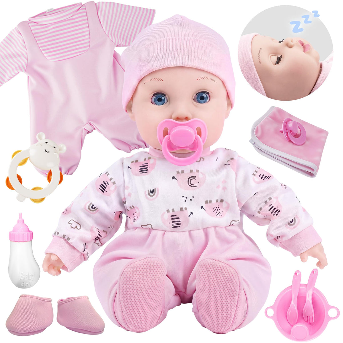 SMILESSKIDDO 16 Realistic Soft Body Cotton Baby Doll with Open/Close Eyes