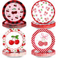 Zhehao 48 Pcs Cherry Birthday Party Decorations Cherry Party Plates 7 Inch Pink Bow Coquette Dessert Disposable Paper Plates for