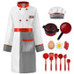 Relibeauty Kids Chef Costume Set For Kids Boys Girls Role Play With Detachable Apron, 130 White