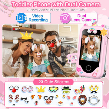 Kids Smart Phone for Girls Toys, Gifts for 3-10 Year Old Girl Boy Christmas Birthday Kids Toys, 2.8'' Touchscreen Toddler Learni