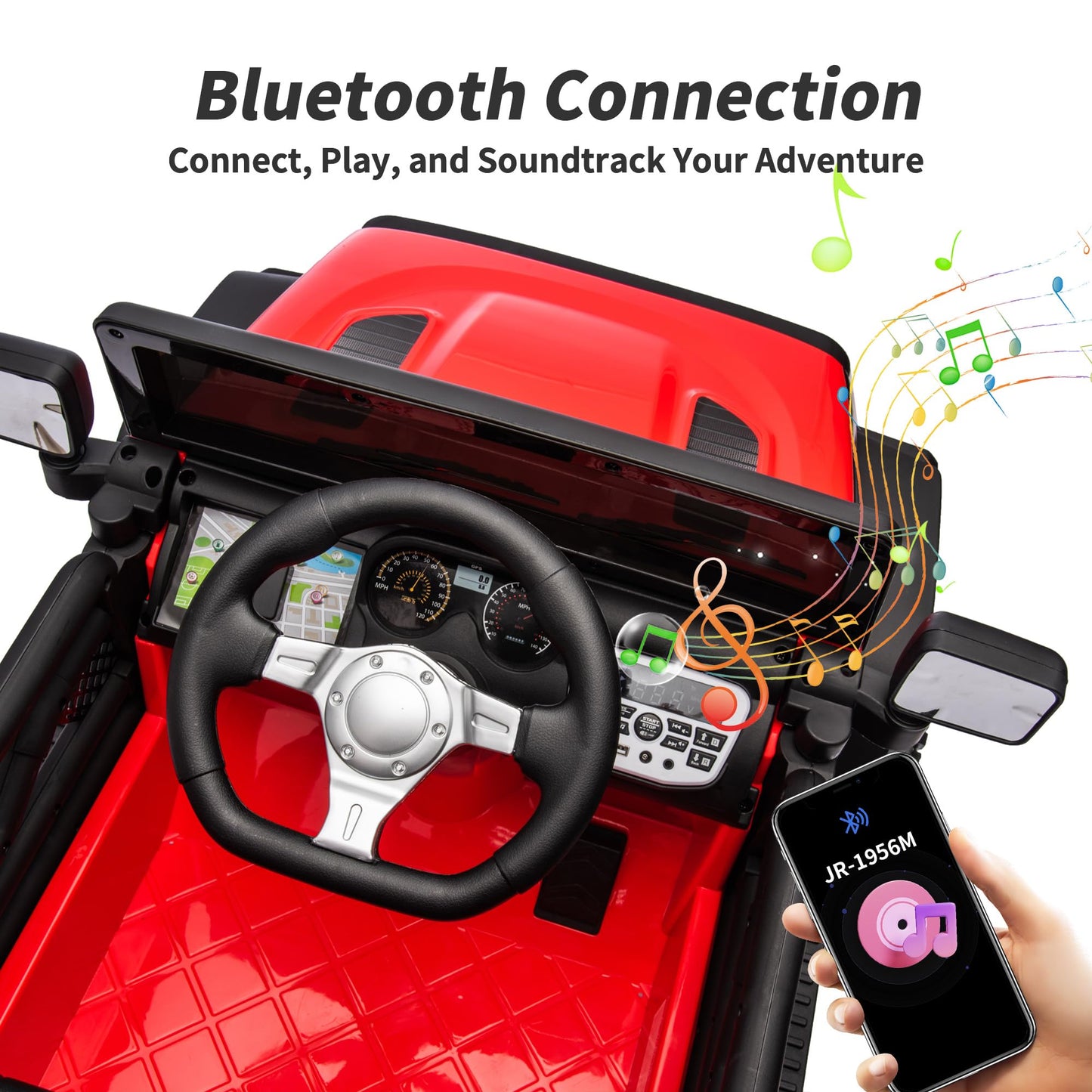 Outfunny 24V Ride-On Truck, Kids Electric Car With Remote Control, 4 Wheels Suspension, Safety Belt, Lights & Music, Ride-On Toy