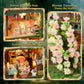DIY Miniature House Kit  Book Nook Kit for mature-themed  3D Wooden Puzzles  Dollhouse Kit with LED Light  Mini Building Kit  Craft Kit for Teen to Build (Elven Garden)