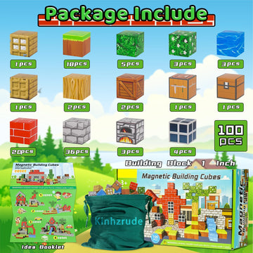 Large Magnetic Blocks - 100Pcs Magnetic Toy Set, 1'' Stem Montessori Sensory Toys For 3+ Year Old Boys & Girls, Creative Constru