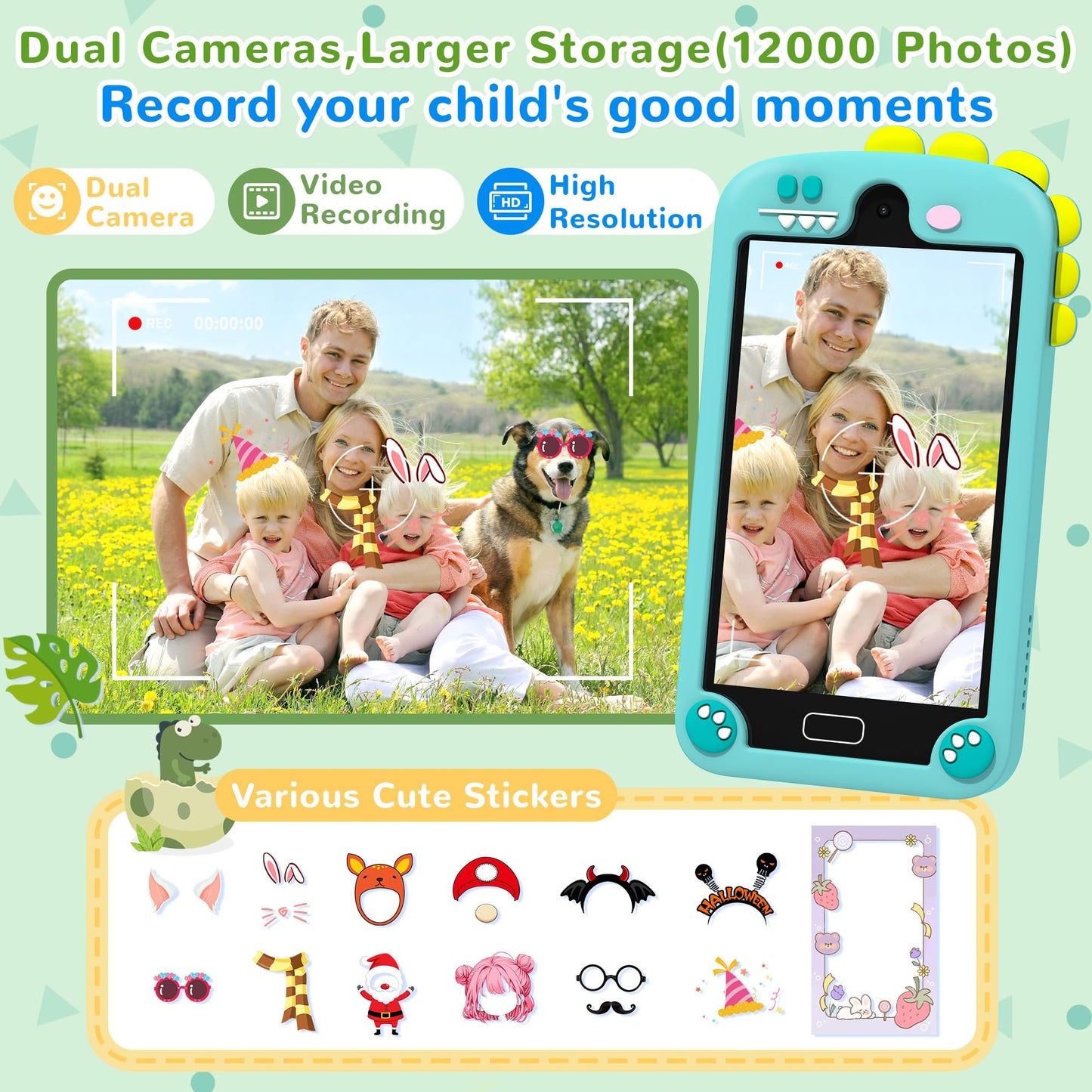 YIFOCO Kids Smart Phone, 4 Touchscreen Dual Camera, 24 No-WiFi APPs & 28 Educational Games, Christmas Birthday Gifts for Boys 3-