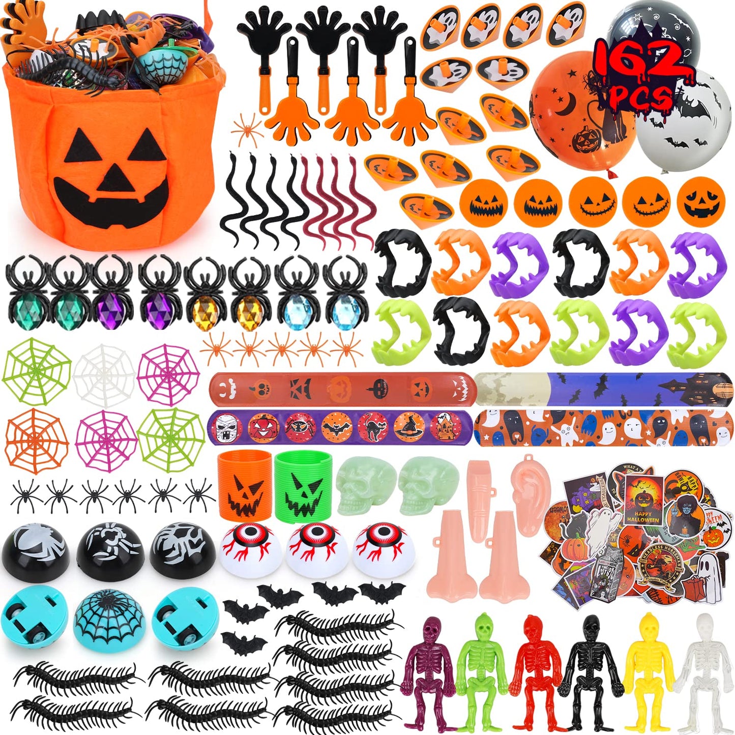 TOY Life Halloween Party Favors 162 Pcs Kids Party Favor Halloween Treats Toys in Bulk Goodie Bags Stuffers Return Gifts for Kid