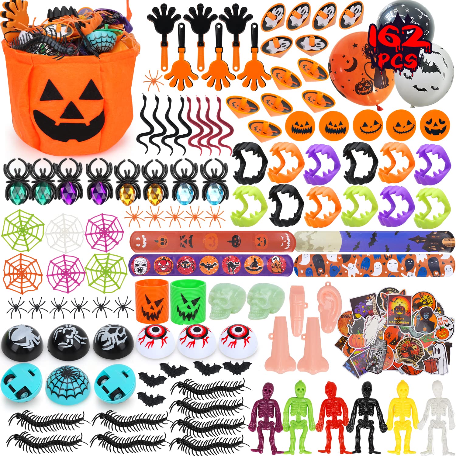 TOY Life Halloween Party Favors 162 Pcs Kids Party Favor Halloween Treats Toys in Bulk Goodie Bags Stuffers Return Gifts for Kid