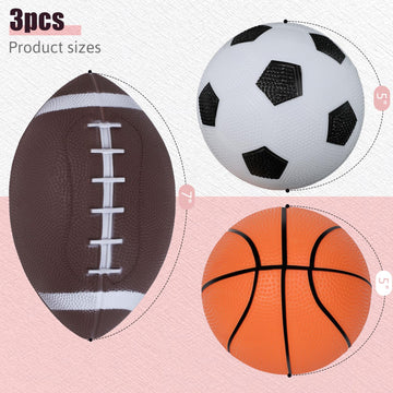 Shindel Sports Balls For Kids And Toddlers, 5 Inches Sports Balls With Hand Pump Includes Toddlers Football, Basketball, Playgro