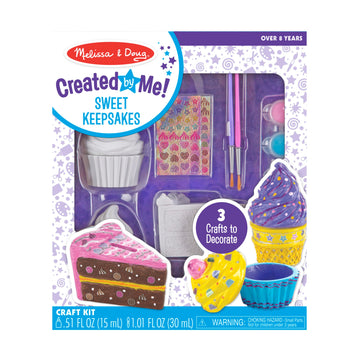 Melissa & Doug Sweet Keepsakes Craft Kit: 2 Decorate-Your-Own Treasure Boxes and a Cake Bank, One Size, Dyo