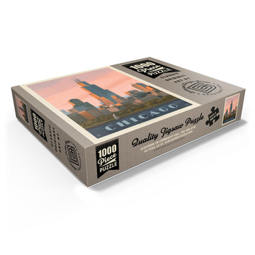 Mypuzzle Chicago Skyline: Lake Michigan, Vintage Poster - Premium 1000 Piece Jigsaw Puzzle For Adults