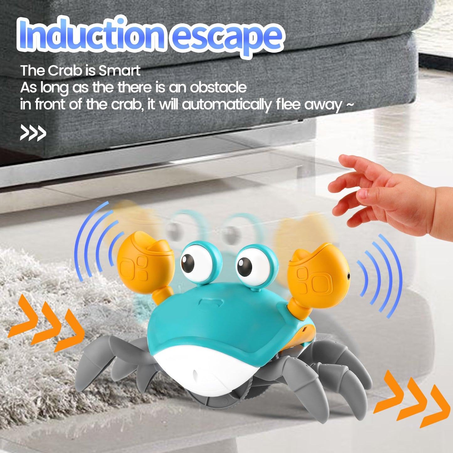Crawling Crab Baby Toy Infant: Tummy Time Toys For Babies 3 6 9 12 18 24 36 Months, Walking Dancing Sensing Crab For Toddler 1 2 3 4 Year Old, 1St Music Birthday Gifts For Boys Girls