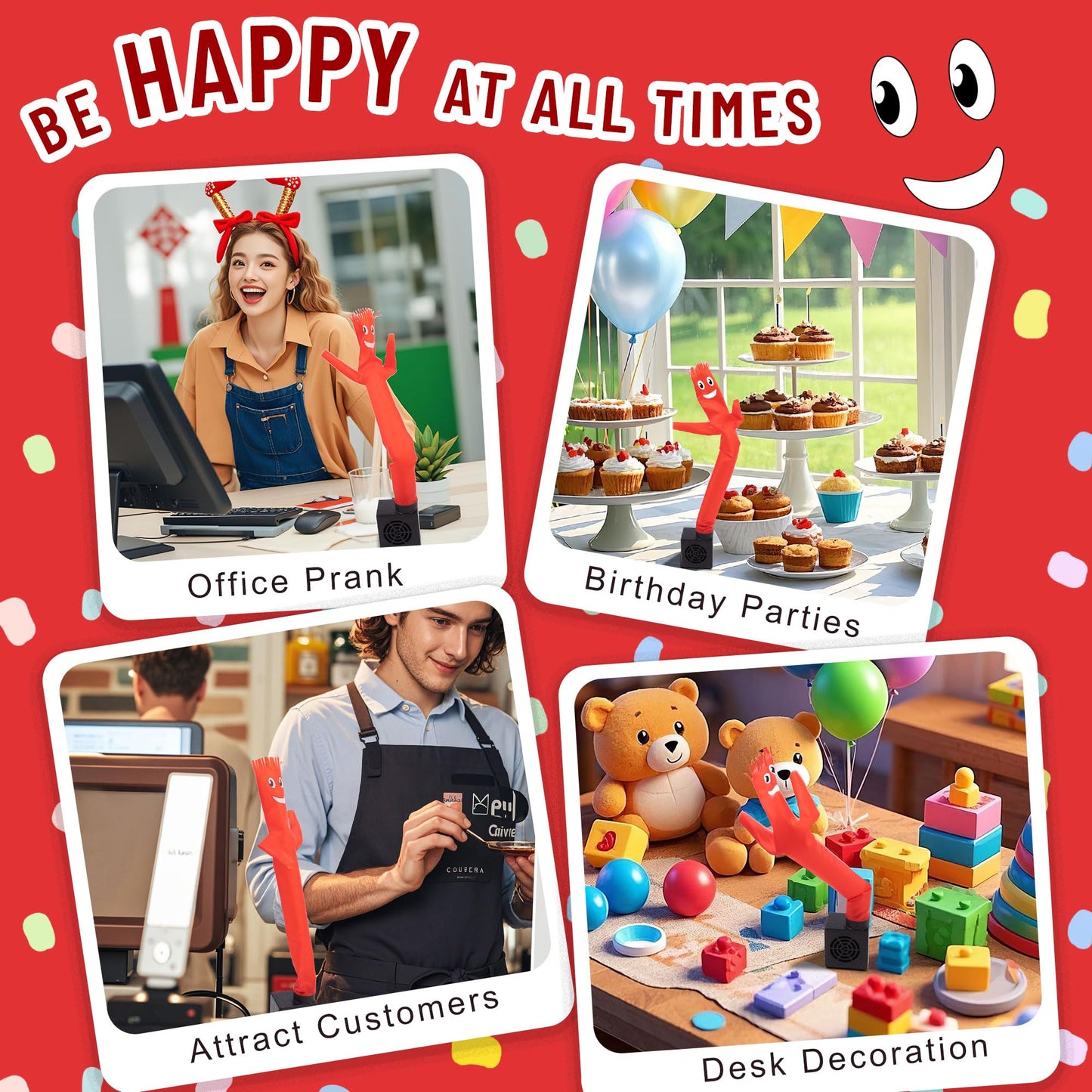 Gangban Mini Wacky Waving Inflatable Tube Guy, Desktop Mini Inflatable Tube Man with Blower Gag Prank Gift for Office Birthday P