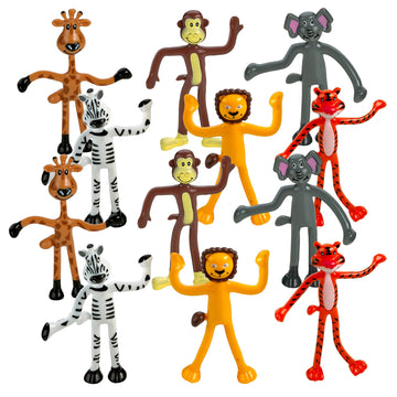 Bendable Zoo Animal Figures Toys - 12 Pack - Durable Plastic Jungle Animals Figures - Engaging & Bendable Rainforest Creature To