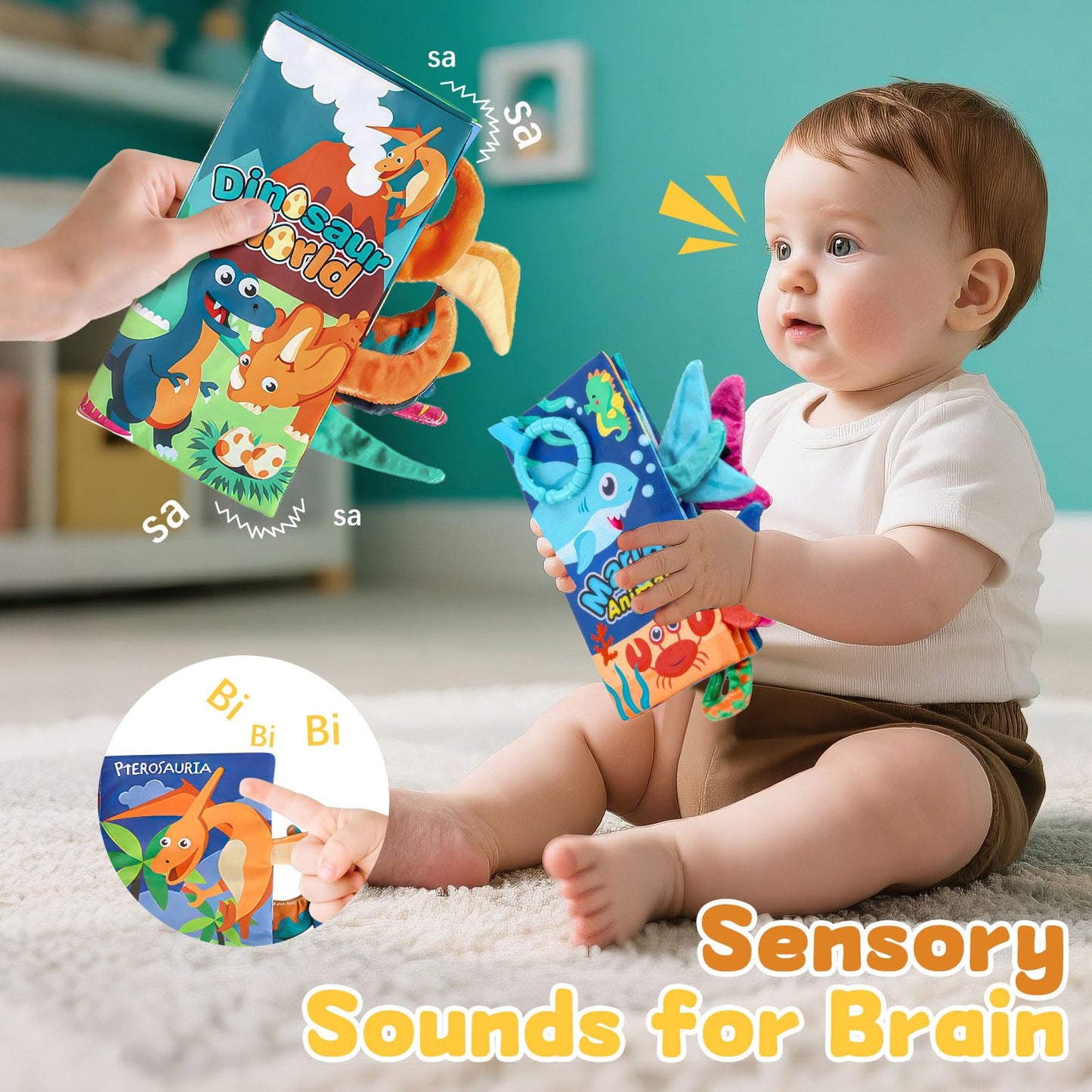 YPFonetoy 2pcs Soft Baby Books 0-6 Months  Infant Newborn Baby Toys for 6-12 Months  Crinkle Cloth Tummy Time Touch Sensory Interactive Book Toy & Gift for Baby 0-12m Must Haves