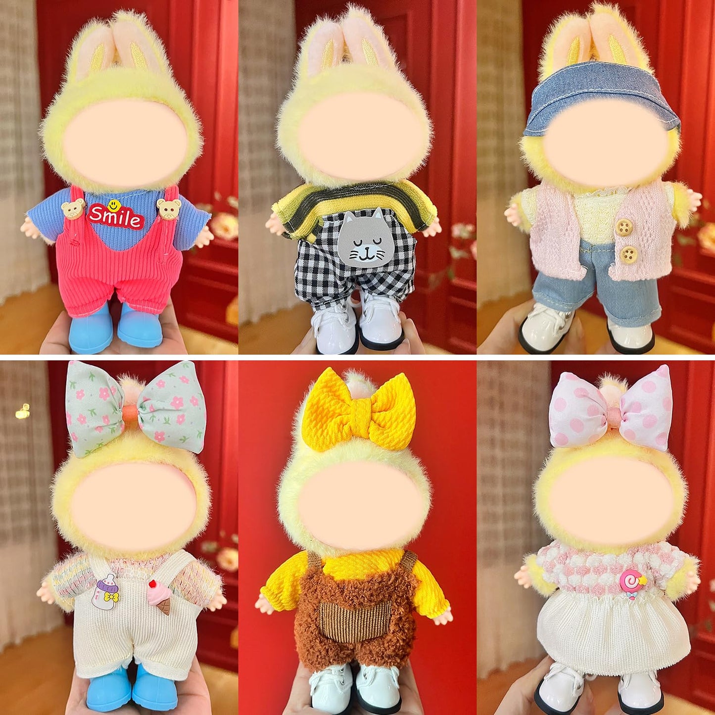 6 Packs 17cm Clothes Set - 6 Sets Doll Clothes for 17cm Dolls  enhanced Stylish Outfit with Accessories for Play & Display(No Doll)