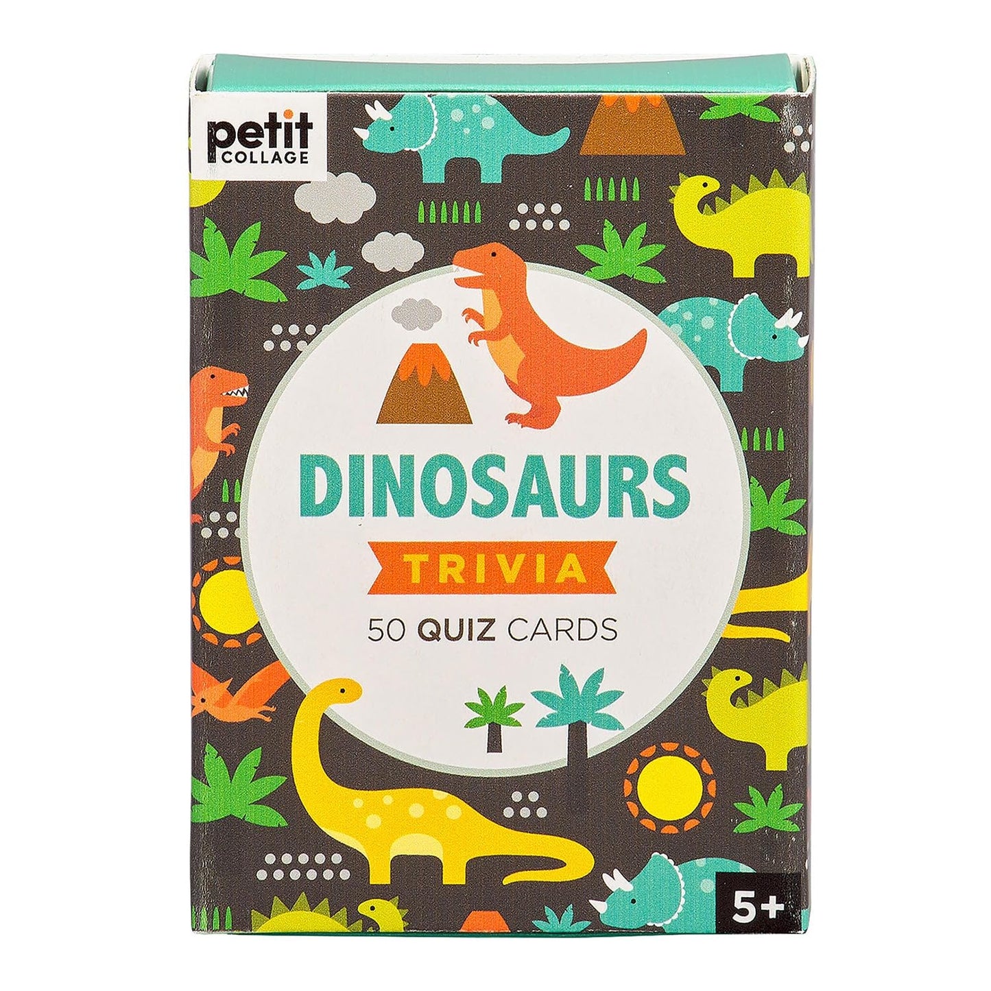 Petit Collage Dinosaurs Trivia Quiz Cards – Fun Card Game For Kids, Kids Trivia Game For Ages 5+ – Includes 50 Dinosaur-Themed Quiz Cards – Perfect For Family Fun