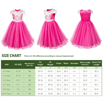 Topney Pink Princess Costume Dress For Little Girls - Sleeping Beauty Dress With Princess Accessories For Birthday Halloween Cos