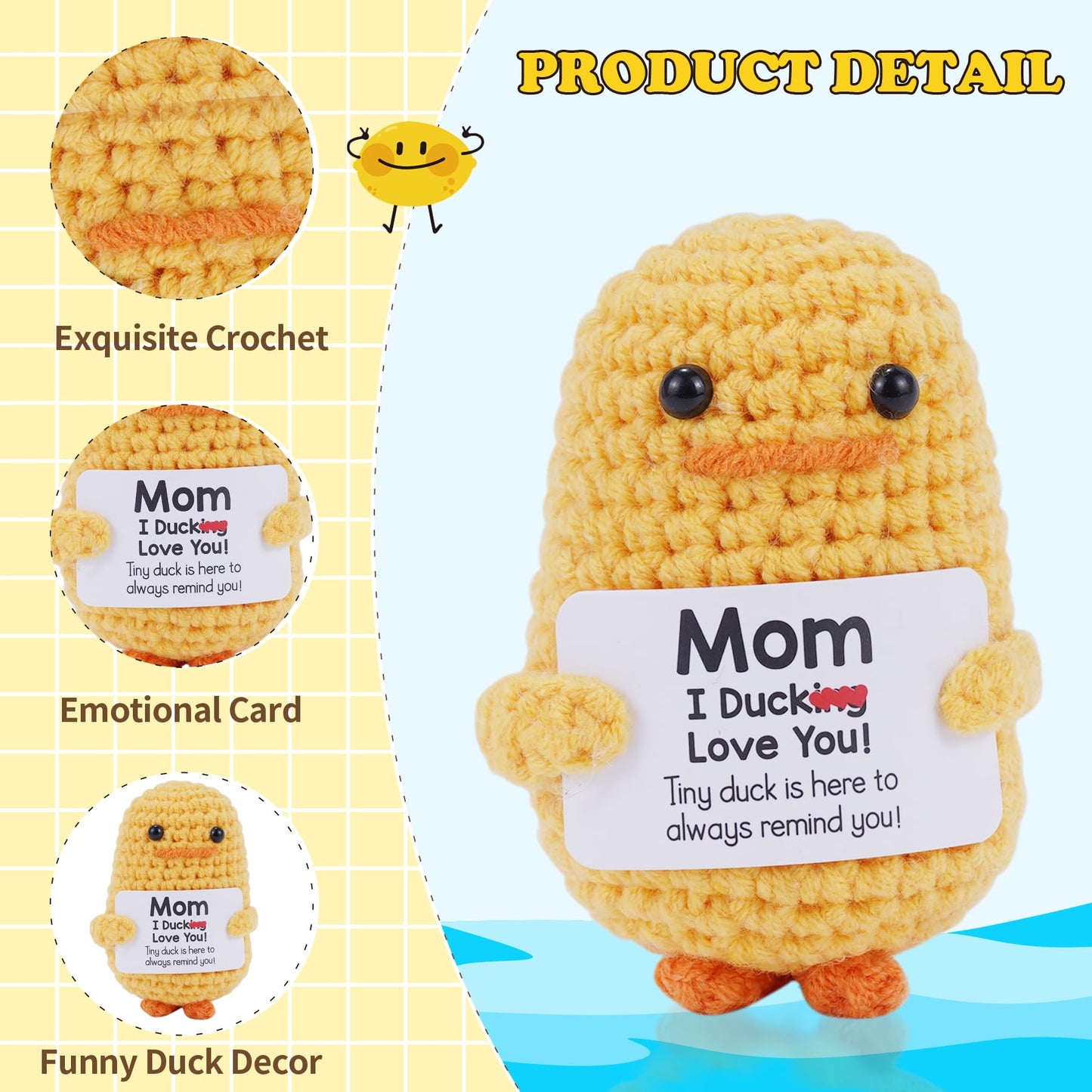 JFEND Funny Birthday Gifts for Mom -I Duck Love You Mom Funny Mom Mothers Day Birthday Gifts Handmade Crochet Cute Small Duck Un