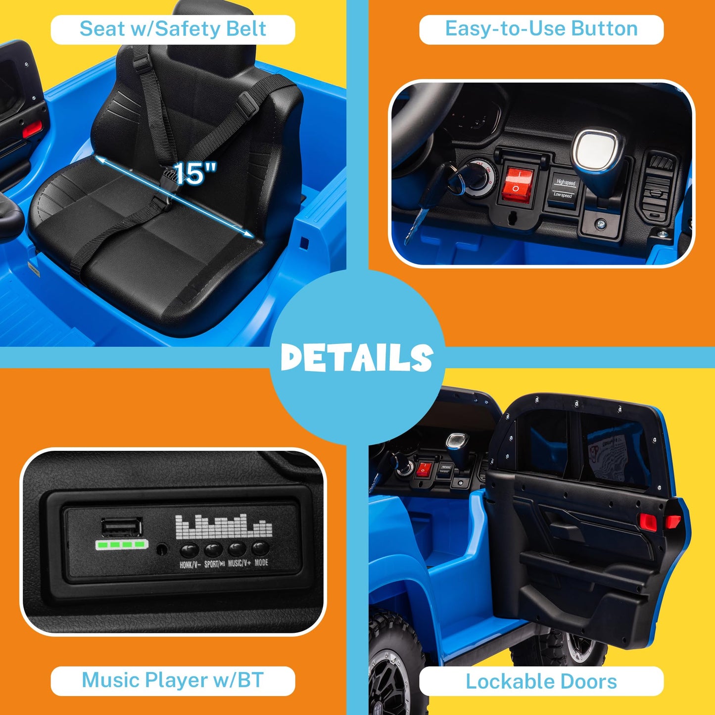 Enyopro Licensed Ram 1500 Ride On Truck, Electric Car For Kids & Toddlers, 12V Ride On Car With Remote Control, Key Start, Bluet