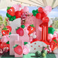Strawberry Party Decoration Balloon Garland Arch Kit, 143Pcs Red Pink Balloons Strawberry Foil Balloons For Sweet One Boy Girl B