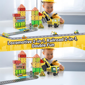 Lionfuny Magnetic Tiles Magnetic Building Blocks, Building Toys For Kids Ages 3-5 4-8 8-12 Toddlers Stem Preschool Toys Boys Toy