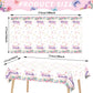Obusatt 3Pcs Butterfly Baby Shower Party Tablecloth Supplies A Little Butterfly Is On The Way Baby Girl Party Disposable Plastic