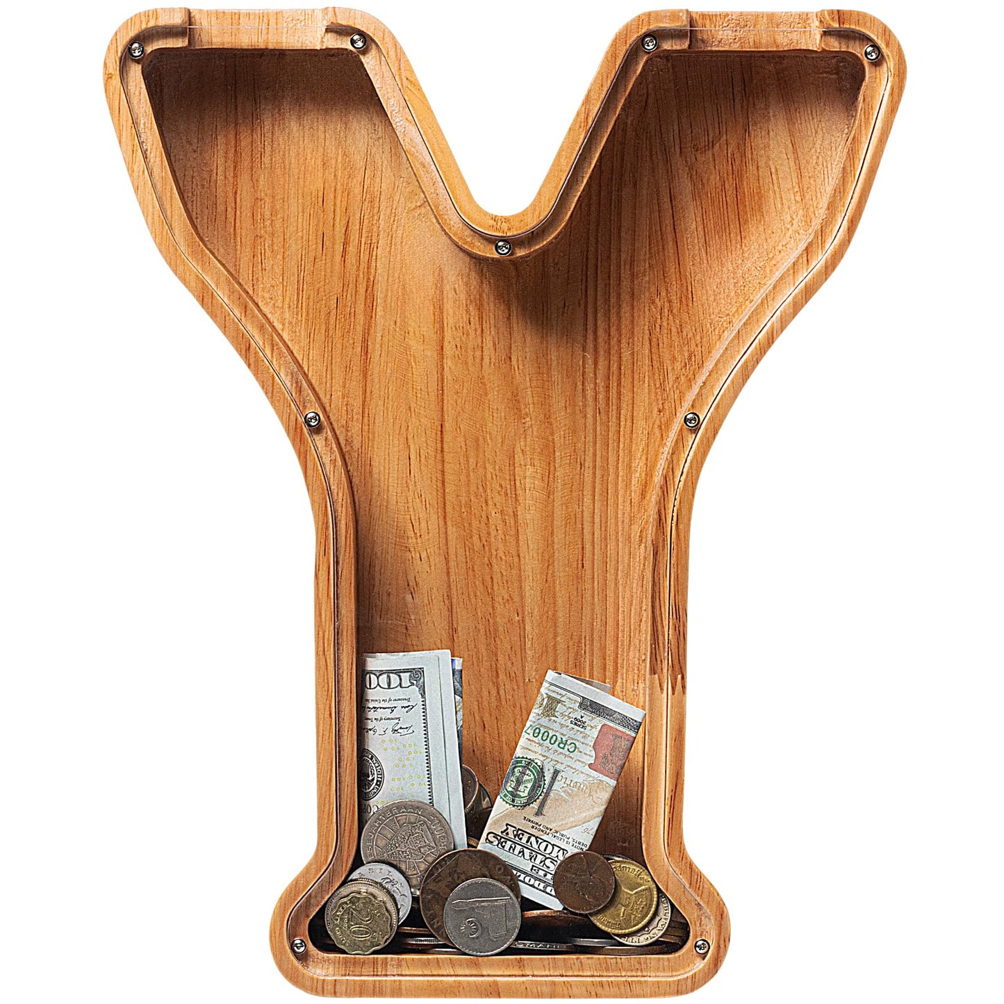 Sulevalt 12 Extra Large Wooden Letter Piggy Banks - Piggy Banks for Boys Girls Kids  Alphabet Money Banks with Initial Y - Coin Banknote Bank Birthday/Christmas for Kids