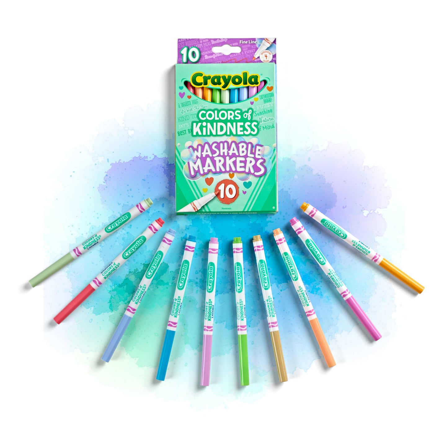 Crayola Colours Of Kindness Washable Fine Line Markers - Assorted Colours (Pack Of 10) | Colours That Represent Good Feelings | Ideal For Kids Aged 3+