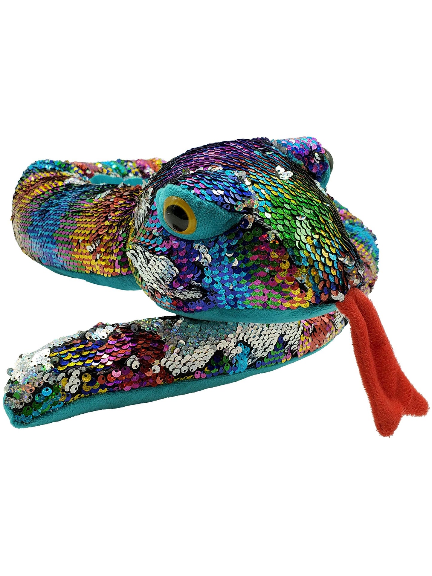 LMC Products Rainbow Flip Sequin Stuffed Snake - 60" Plush Reversible Sequin Pet Toy