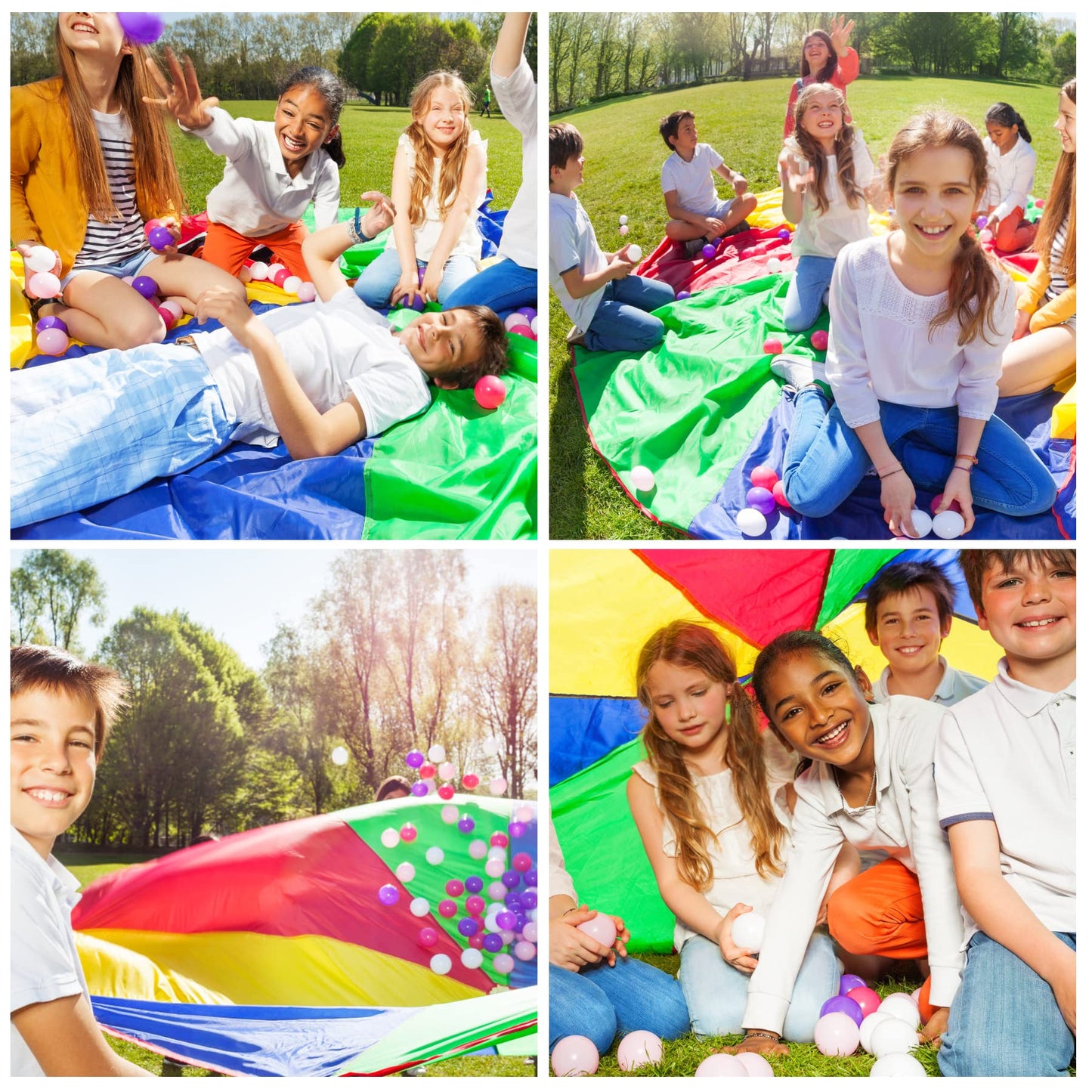 Nvatorfox 6Ft Play Parachute, Parachute With Handles Rainbow Parachute Toy