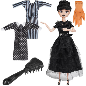 Dbywiub 11.5'' Dolls In Gift Box, Black Dress Girl Dolls With Dots And Strip Dresses, Gifts For Kids Girls Fans