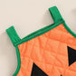 Molzulams Baby Girl Boy Halloween Outfit Sleeveless Pumpkin Romper Adjustable Shoulder Strap Jumpsuit Cute Halloween Clothes