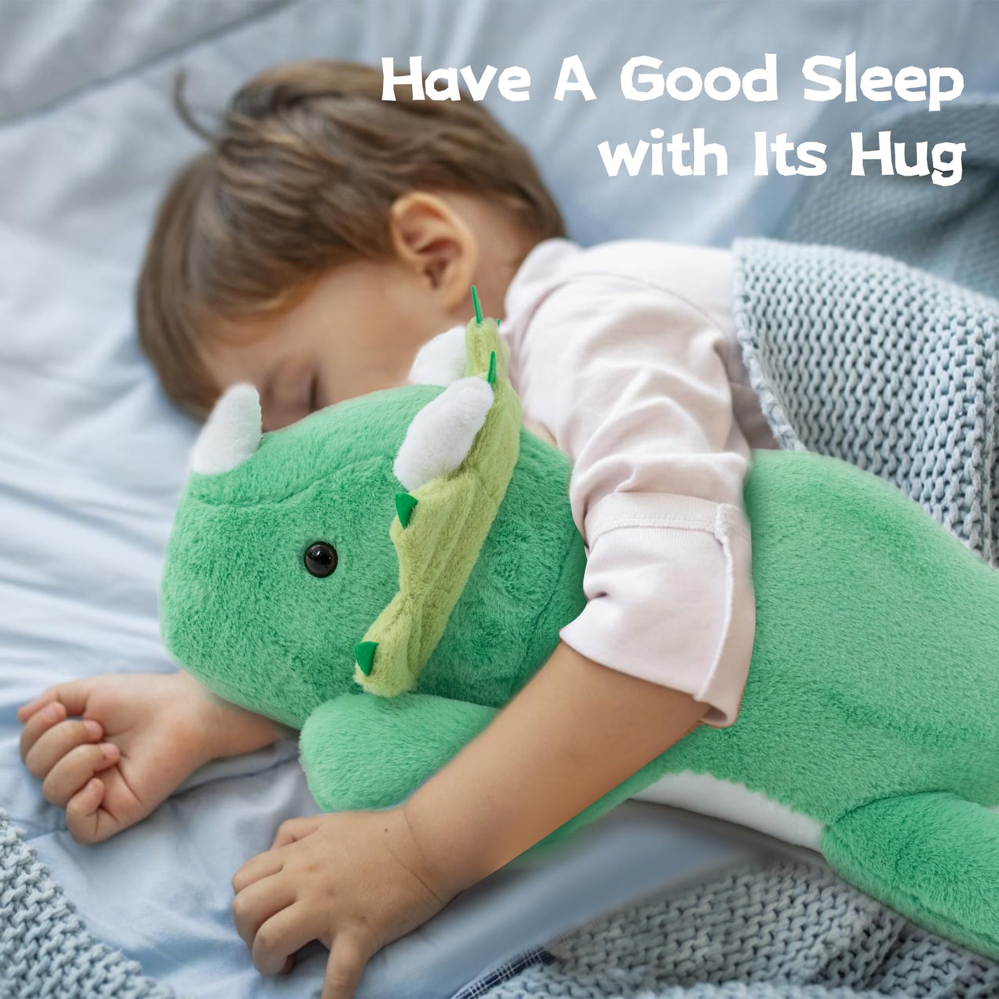 Gudisi 5 Pounds Weighted Dinosaur Stuffed Animals 23.6Inch Large Green Weighted Dino Plush,Huggable Companion For Kids & Adults,