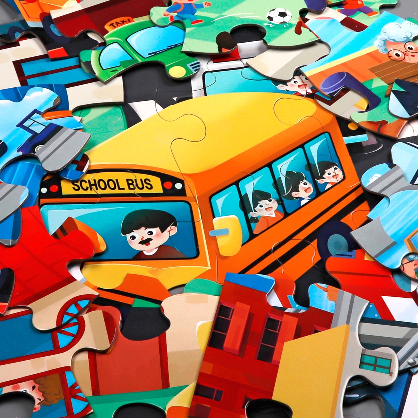 Jumbo Floor Puzzle For Kids,City Transportation Jigsaw Large Puzzles,48 Piece City Life Vehicle Puzzle For Toddler Ages 3-5,Children Learning Preschool Educational Toys,Gift For 4-8 Years Old