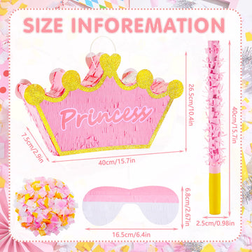 Lewtemi Pink Princess Piñata For Girls With Stick Blindfold And Confetti Crown Piñata For Princess Party Decorations, Photo Prop, Birthday, Funny Anniversary