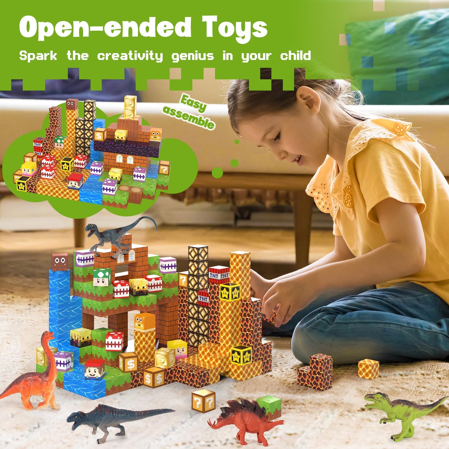Cuteland Magnetic Blocks 216Pcs Game Style, Magnetic Building Blocks For Boys 6-8, Toys Gift For 6+ Year Old Kids