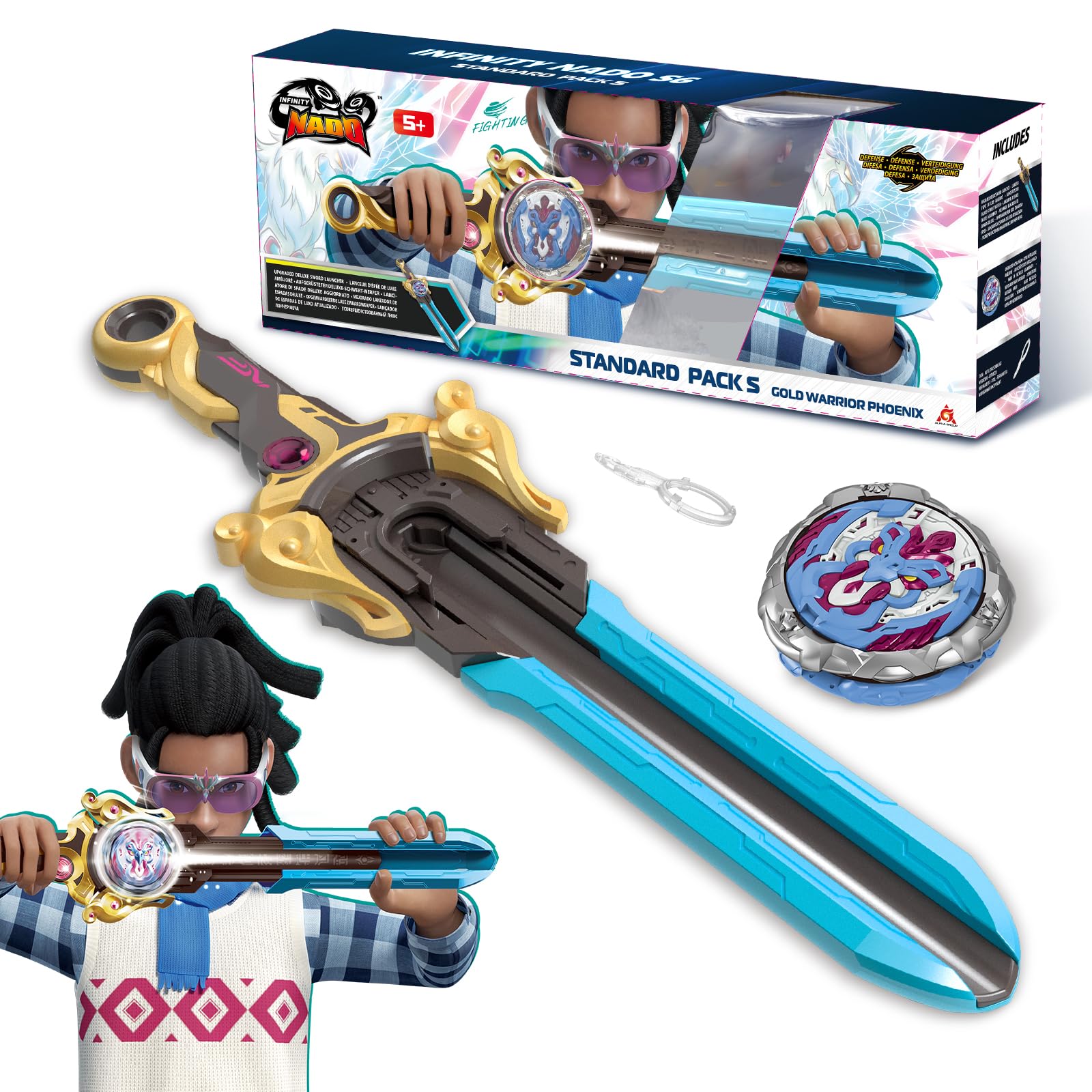 INFINITY NADO Battling Toys  Spinning Top and decorative replica blade Launcher Battle Set Toys for Kids  Battle Brust decorative replica blade Top Toys for 5 6 7 8 9 10 11 12 Year Old Boys  Gold Warrior Phoenix