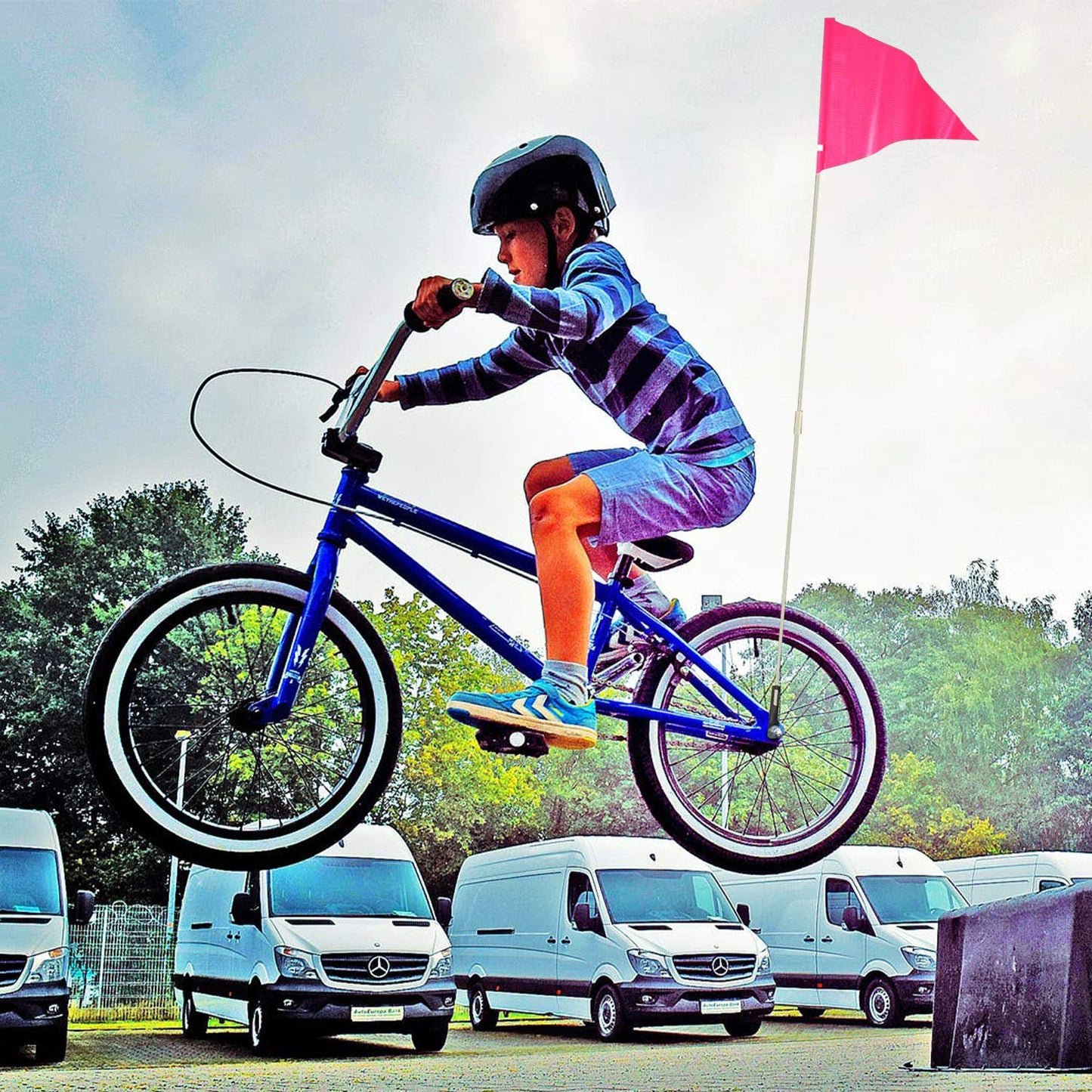 Nother 6Ft Bike Safety Flag With Pole Reflective Bike Trailer Safety Flag With Bicycle Mounting Bracket Height Visibility Bicycl