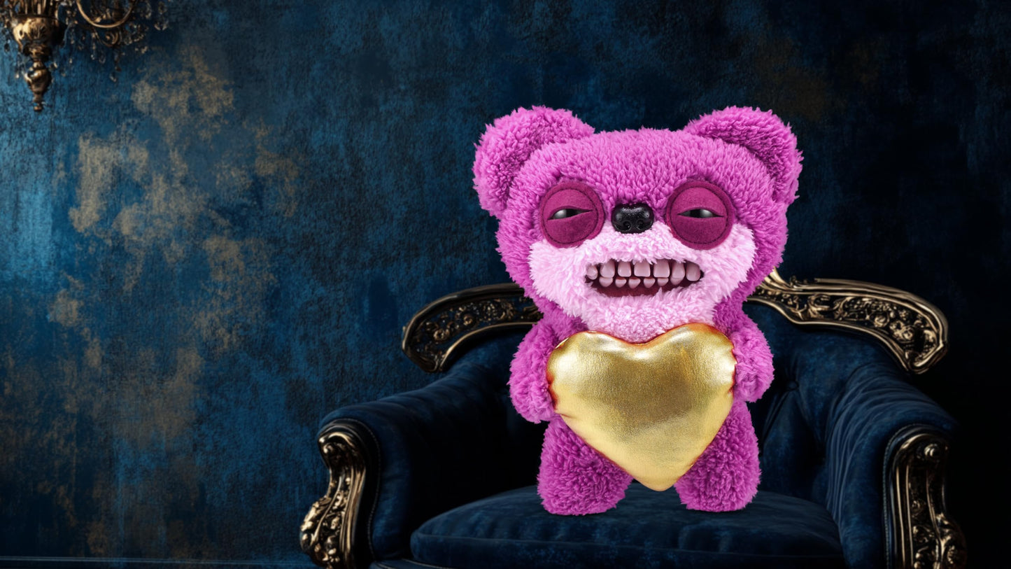 Fuggler Gold Fuggs By Zuru Funny Ugly Monster, Plush, Collectible, Toy (Teddy Bear Nightmare - Heart)