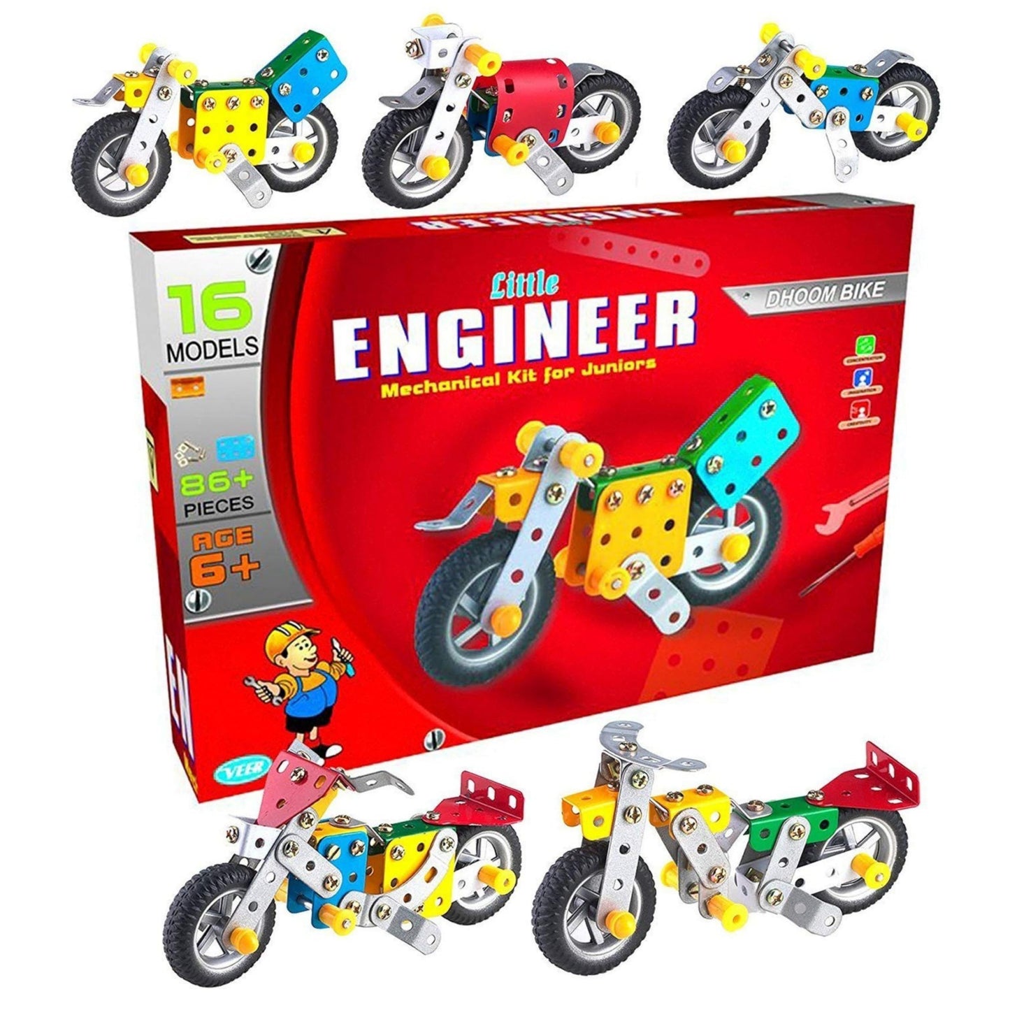Yuiop  Little Engineer Dhoom Bike  Bike Construction Set For Kids  16 Models  86+ Pieces