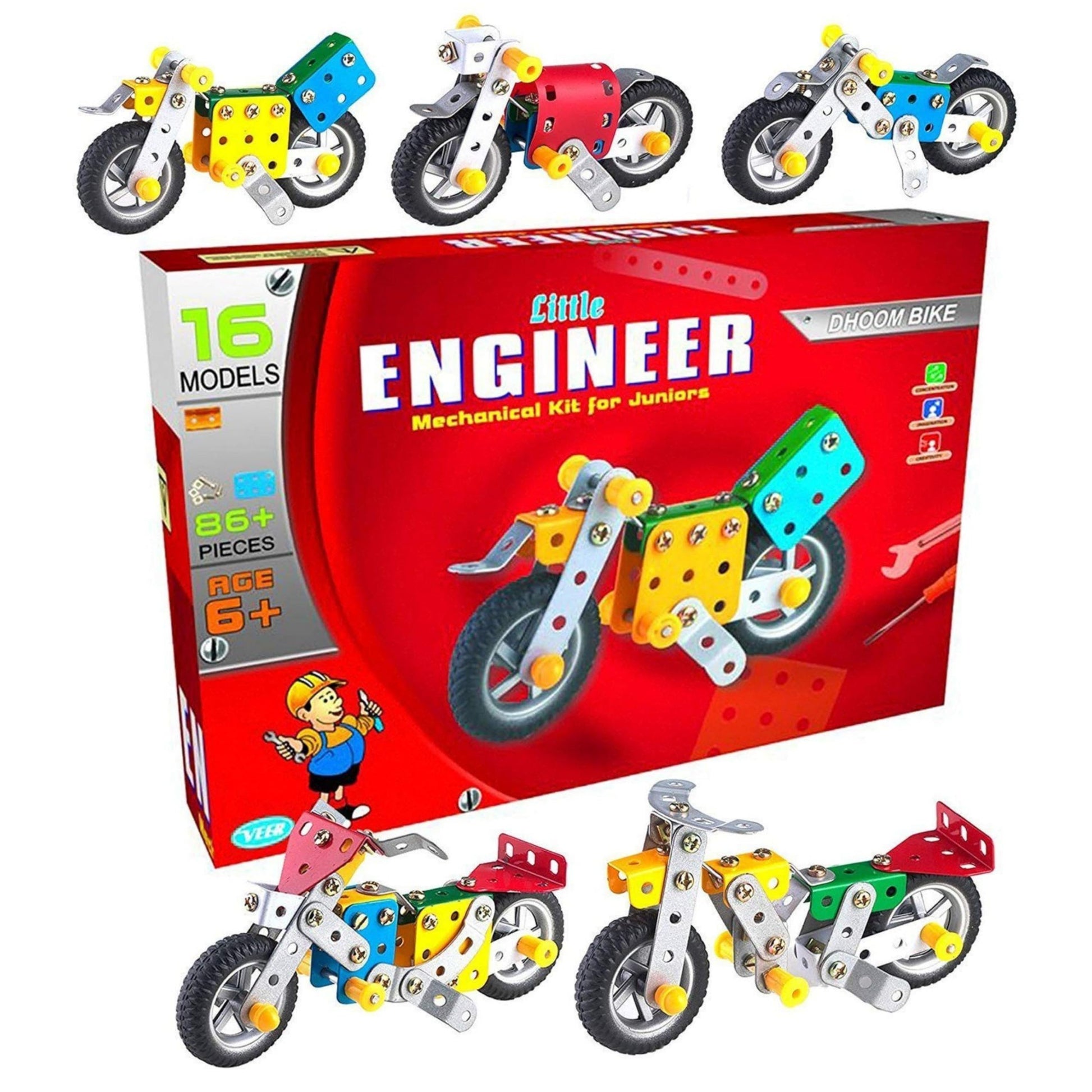 Yuiop  Little Engineer Dhoom Bike  Bike Construction Set For Kids  16 Models  86+ Pieces