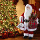 Uten 18'' Santa Claus Decorations, Christmas Standing Figurine Ornaments With Gifts Bag And Bell For New Year Christmas Decorati