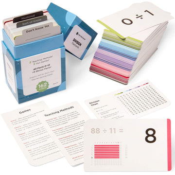 Think Tank Scholar 162 Division Flash Cards Set (Award Winning) All Facts 0-12 For Kids In 2Nd, 3Rd, 4Th, 5Th, 6Th Grade Class Or Homeschool - Learn Math Manipulatives, Games & Charts