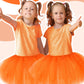 5 Layered Tutu Skirt For Kids Tulle Tutu Skirt With Tube Socks Princess Runners Costumes Cosplay For Girls Kids (Orange)