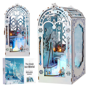 Marycele Book Nook Kit, Diy Dollhouse Bookshelf Insert Decor,3D Puzzles Wooden Booknook With Led Light, Diy Kits For Adults Craf