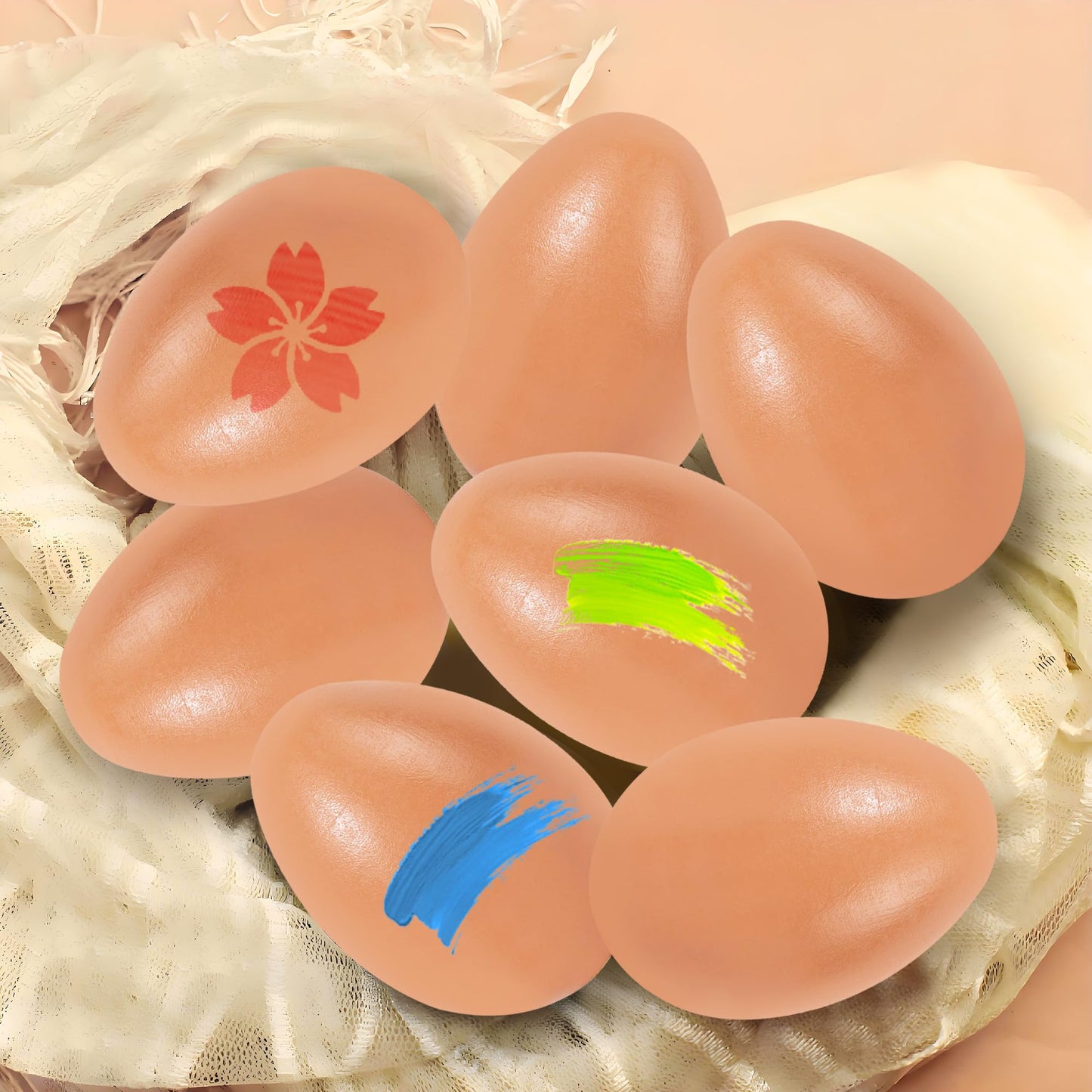 Wooden Easter Eggs,Boxed Wooden Dummy Eggs 6Pcs(Brown)